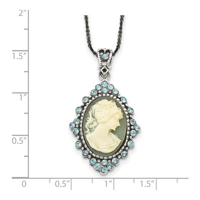 Sterling Silver CZ Antiqued Cameo Necklace – view 6