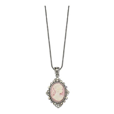 Sterling Silver Crystal Cameo Necklace – view 3
