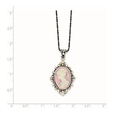 Sterling Silver Crystal Cameo Necklace – view 4