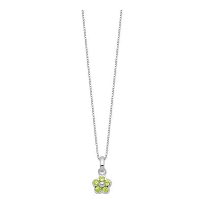 Sterling Silver Peridot Flower Necklace – view 3