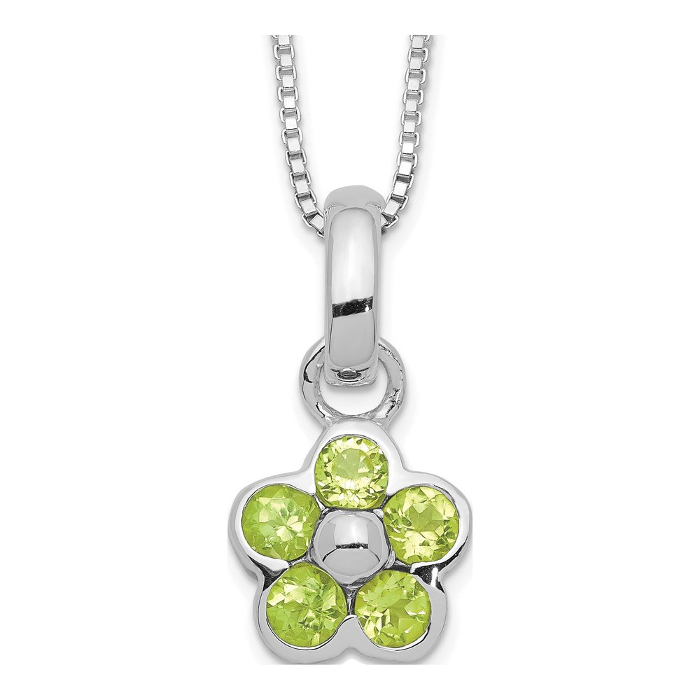 Sterling Silver Peridot Flower Necklace