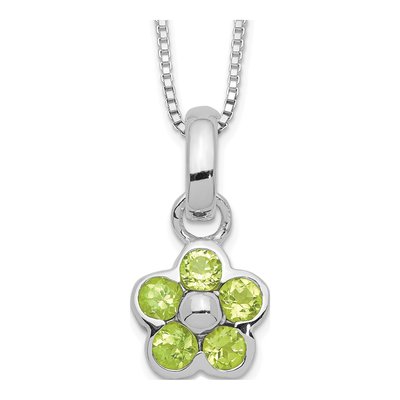 Sterling Silver Peridot Flower Necklace