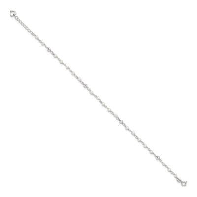 Sterling Silver Freshwater Cultured Pearl Heart Anklet – view 2