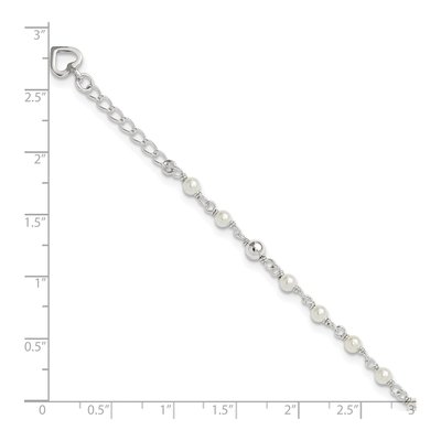 Sterling Silver Freshwater Cultured Pearl Heart Anklet – view 7