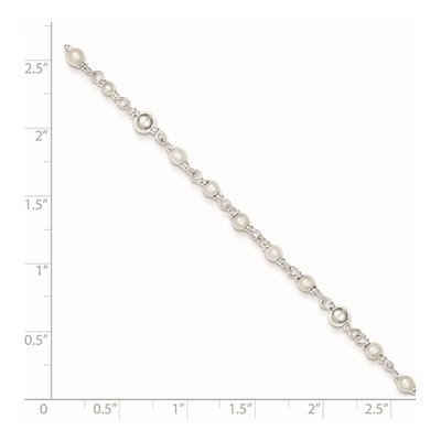 Sterling Silver Freshwater Cultured Pearl Heart Anklet – view 8
