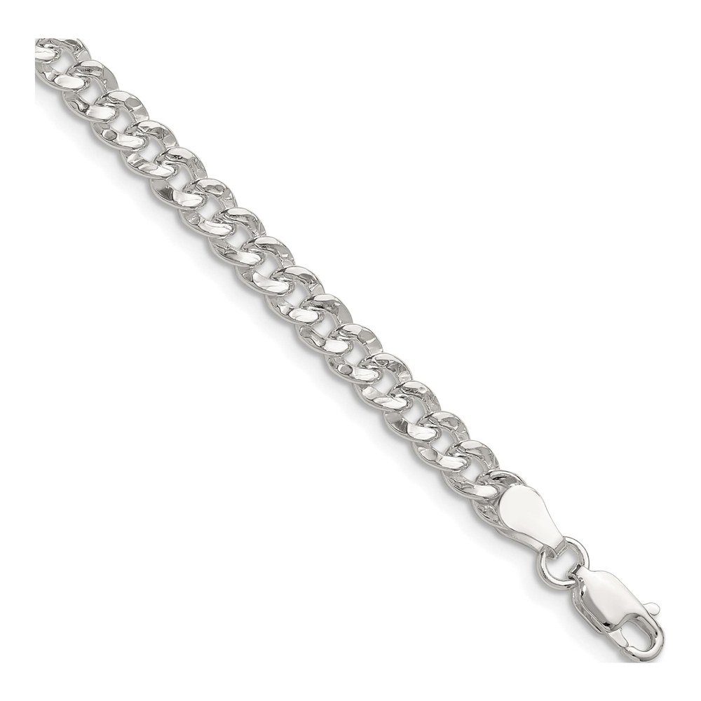 24 Inch Sterling Silver 4.75mm Hammered Curb Chain Necklace with Lobster Clasp
