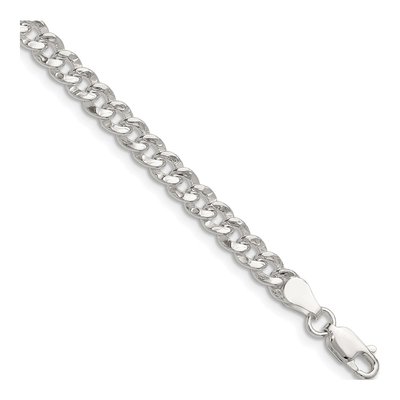 Sterling Silver 4.75mm Hammered Curb Chain Bracelet