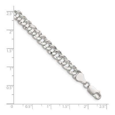 Sterling Silver 6.35mm Hammered Curb Chain Bracelet – view 2