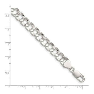 Sterling Silver 7.6mm Hammered Curb Chain Bracelet – view 2