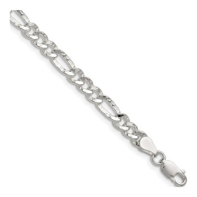 Sterling Silver 4.8mm Hammered Figaro Chain