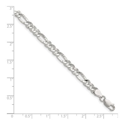 Sterling Silver 4.8mm Hammered Figaro Chain Bracelet – view 2
