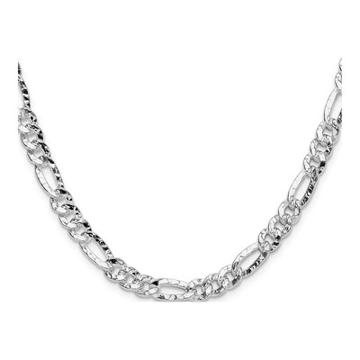 Sterling Silver 6.3mm Hammered Figaro Chain – view 2