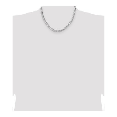Sterling Silver 6.3mm Hammered Figaro Chain – view 4