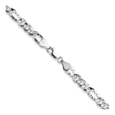 Sterling Silver 6.3mm Hammered Figaro Chain – view 3