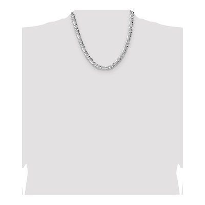 Sterling Silver 6.3mm Hammered Figaro Chain – view 4