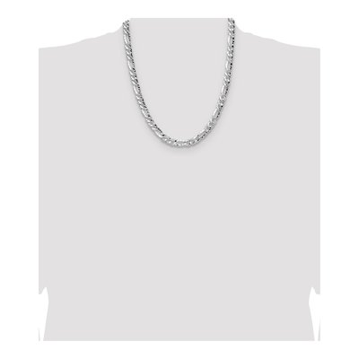 Sterling Silver 6.3mm Hammered Figaro Chain – view 4