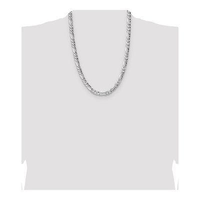 Sterling Silver 6.3mm Hammered Figaro Chain – view 4