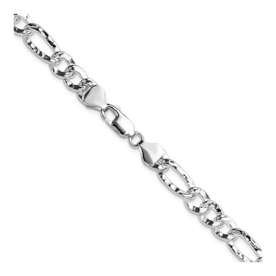 Sterling Silver 7.6mm Hammered Figaro Chain – view 3