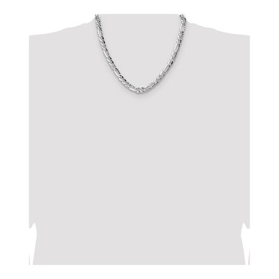 Sterling Silver 7.6mm Hammered Figaro Chain – view 4