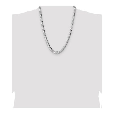 Sterling Silver 7.6mm Hammered Figaro Chain – view 4