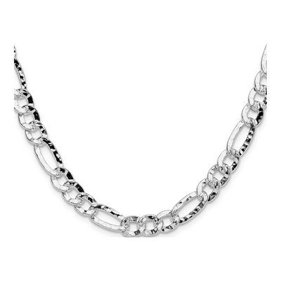 Sterling Silver 7.6mm Hammered Figaro Chain – view 2
