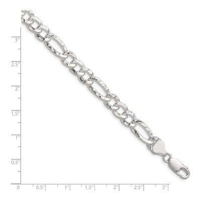 Sterling Silver 7.6mm Hammered Figaro Chain Bracelet – view 2