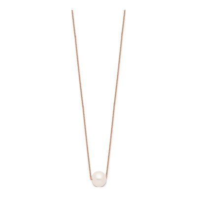 Rose Gold-Plated Sterling Silver Freshwater Cultured Pearl Near Round Necklace – view 3