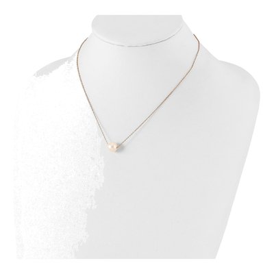 Rose Gold-Plated Sterling Silver Freshwater Cultured Pearl Near Round Necklace – view 5