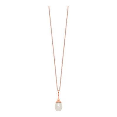 Rose Gold-Plated Sterling Silver Freshwater Cultured Pearl Teardrop Necklace – view 3
