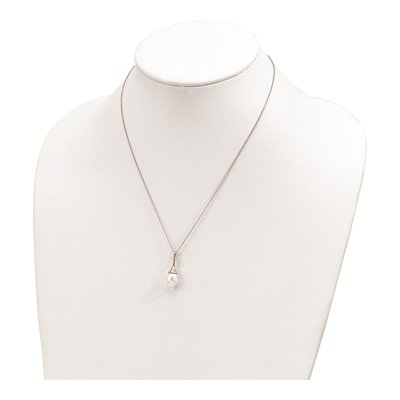 Rose Gold-Plated Sterling Silver Freshwater Cultured Pearl Teardrop Necklace – view 5