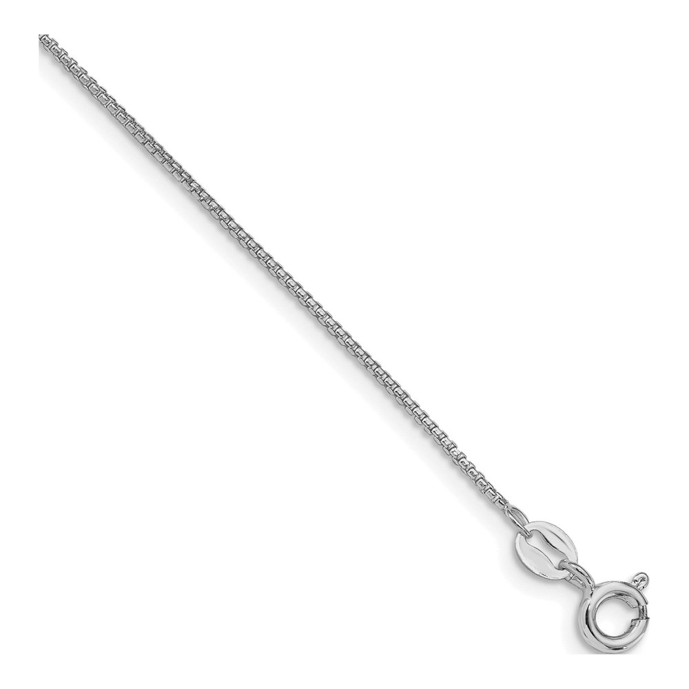 24 Inch Sterling Silver Rhodium-Plated 1mm Round Box Chain Necklace with Spring Ring Clasp