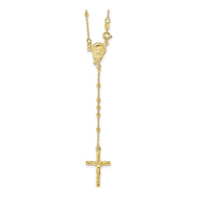 Gold-Plated Sterling Silver Rosary Necklace