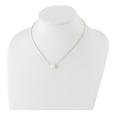 Gold-Plated Sterling Silver Freshwater Cultured Pearl Near-Round Necklace – view 4