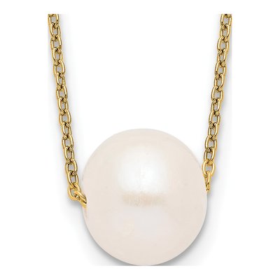 Gold-Plated Sterling Silver Freshwater Cultured Pearl Near-Round Necklace