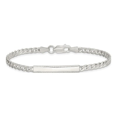 Sterling Silver Curb Link ID Bracelet – view 3