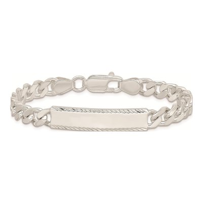 Sterling Silver Curb Link ID Bracelet – view 4