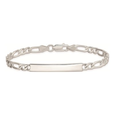 Sterling Silver Figaro ID Bracelet – view 4