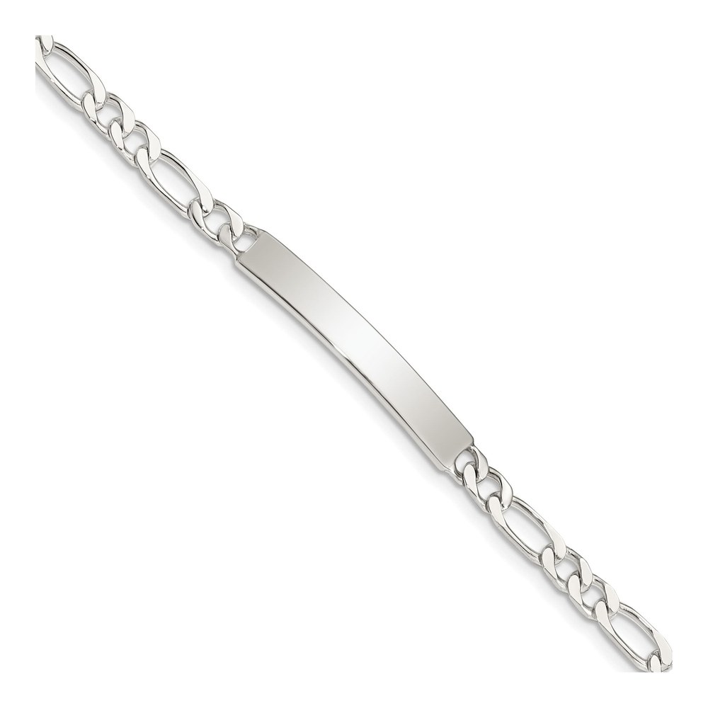 Sterling Silver Engraveable Figaro ID Bracelet