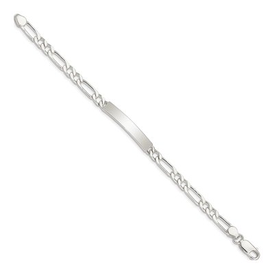 Sterling Silver Engravable Figaro ID Bracelet – view 3