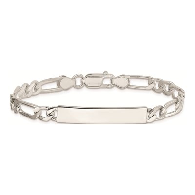 Sterling Silver Engravable Figaro ID Bracelet – view 4