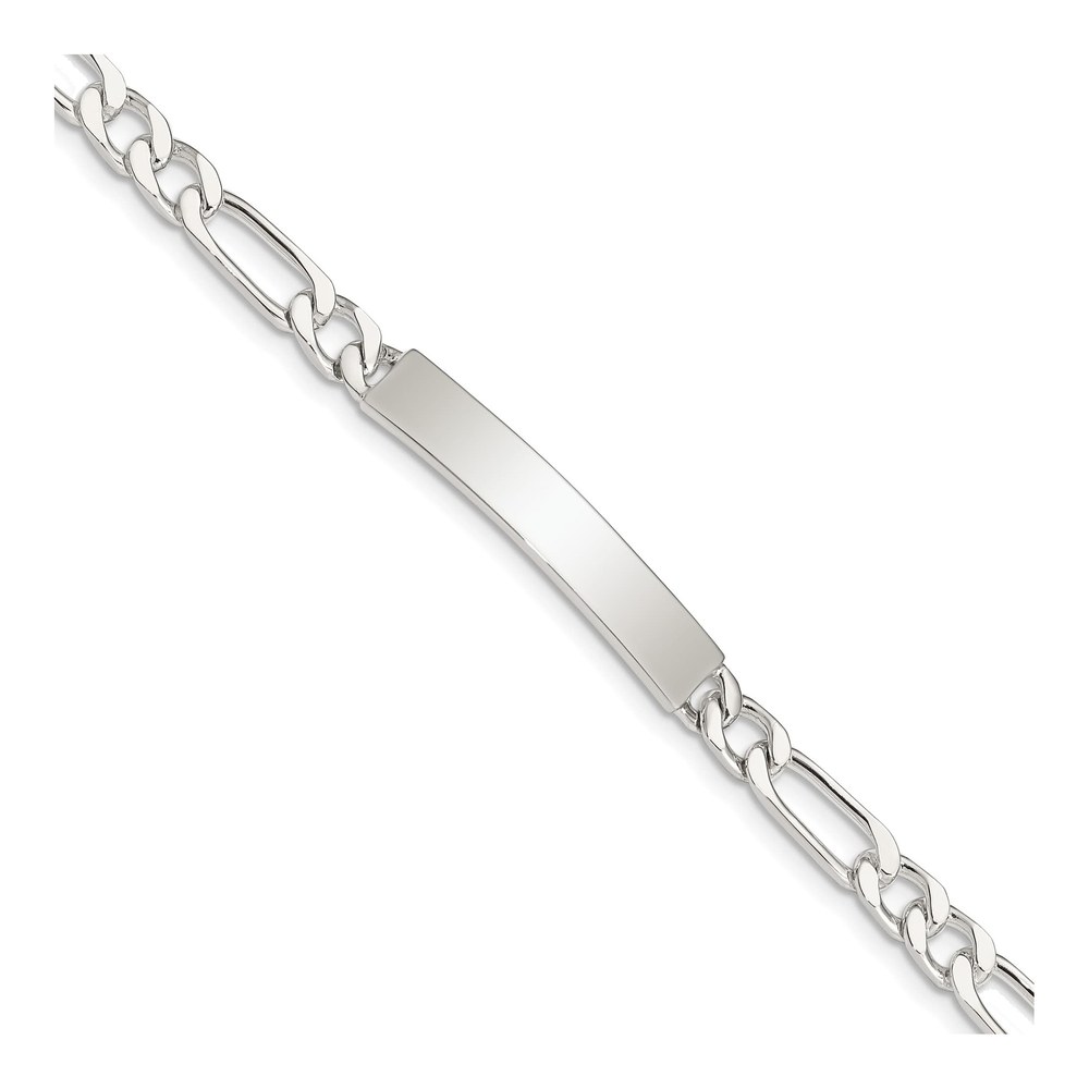 Sterling Silver Engravable Figaro ID Bracelet