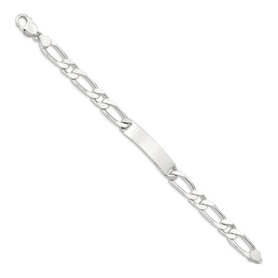 Sterling Silver Figaro Link ID Bracelet – view 2
