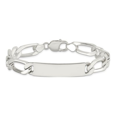 Sterling Silver Figaro Link ID Bracelet – view 3