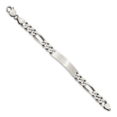 Sterling Silver Antiqued Figaro Link ID Bracelet – view 3