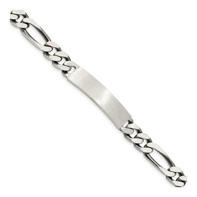 Sterling Silver Antiqued Figaro Link ID Bracelet
