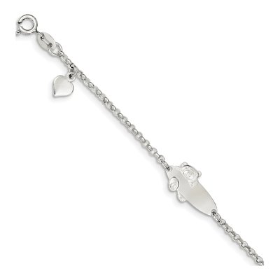 Sterling Silver Kids' Teddy Bear ID Bracelet