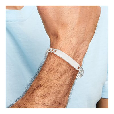 Sterling Silver Figaro Link Id Bracelet – view 6