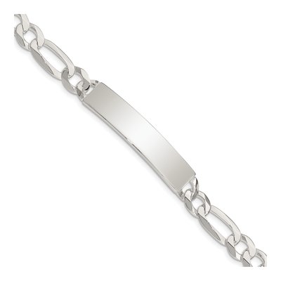 Sterling Silver Figaro Link Id Bracelet