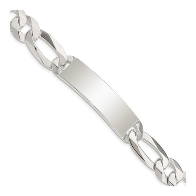 Sterling Silver Figaro Link Id Bracelet