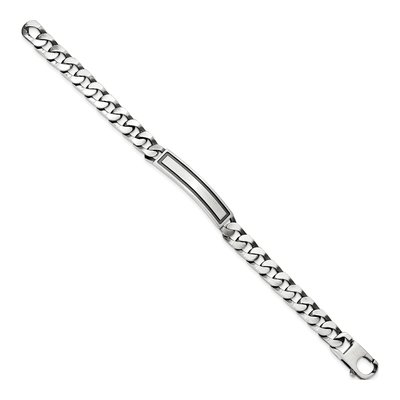 Sterling Silver Curb Link ID Bracelet – view 3